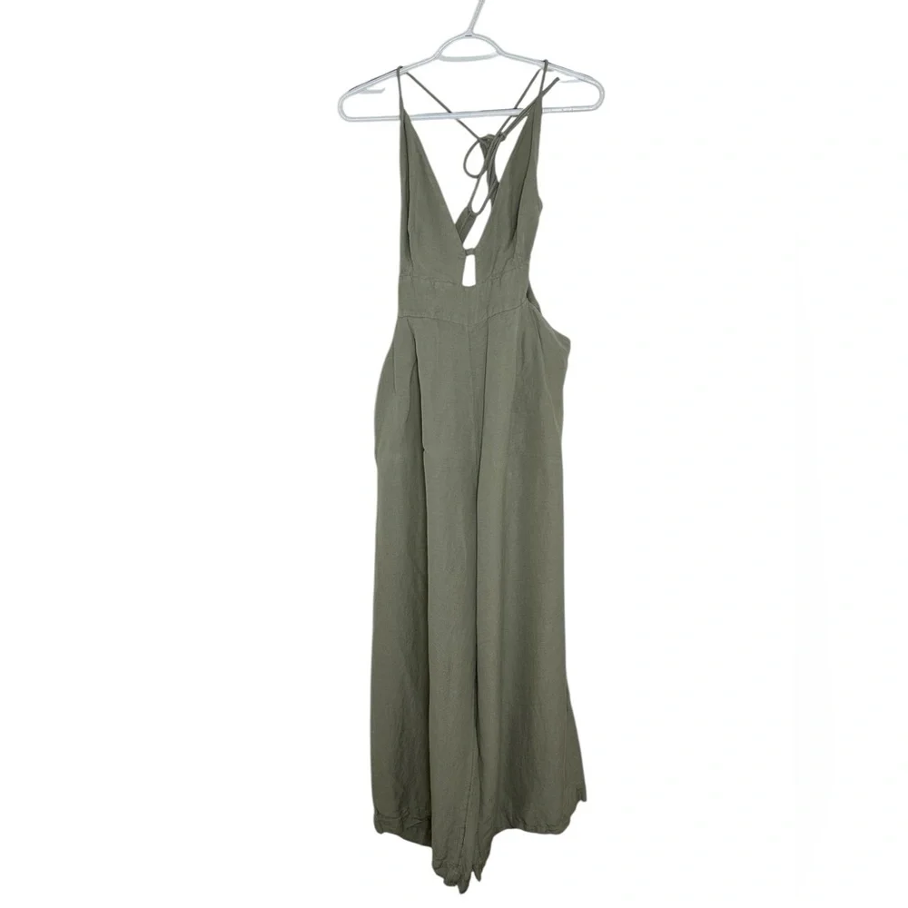 Free People Emma Linen Jumpsuit Alfalfa Size Large - Picture 16 of 16